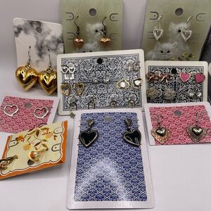 Gold and Silver Heart Earrings Set